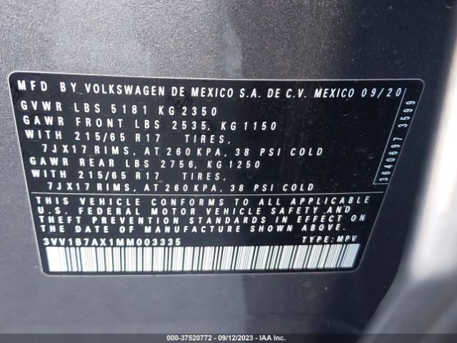 Photo 8 VIN: 3VV1B7AX1MM003335 - VOLKSWAGEN TIGUAN 