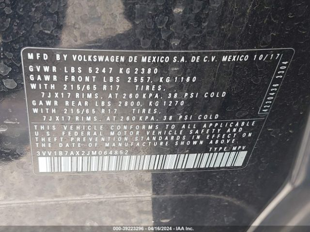 Photo 8 VIN: 3VV1B7AX2JM064852 - VOLKSWAGEN TIGUAN 