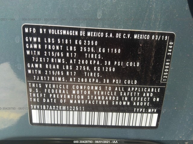 Photo 8 VIN: 3VV1B7AX2KM122511 - VOLKSWAGEN TIGUAN 