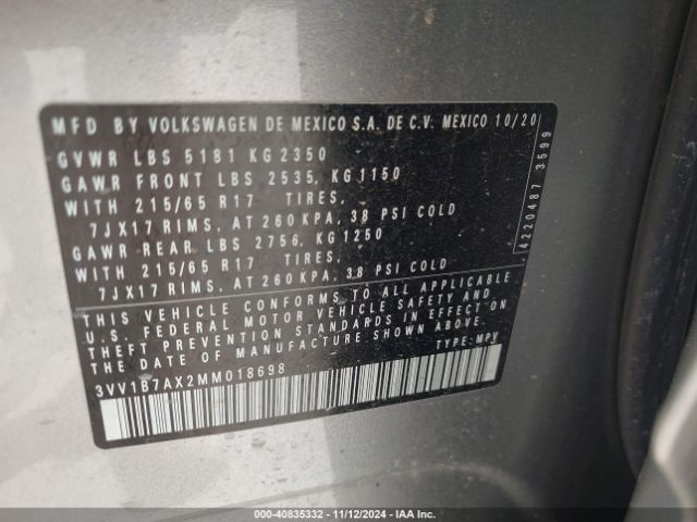 Photo 8 VIN: 3VV1B7AX2MM018698 - VOLKSWAGEN TIGUAN 