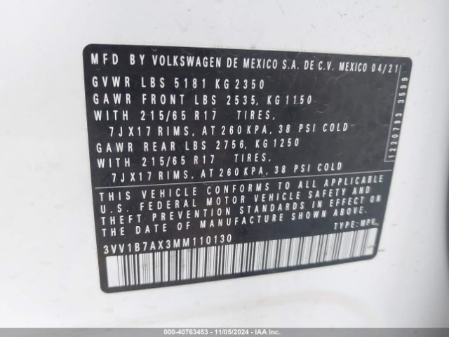 Photo 8 VIN: 3VV1B7AX3MM110130 - VOLKSWAGEN TIGUAN 