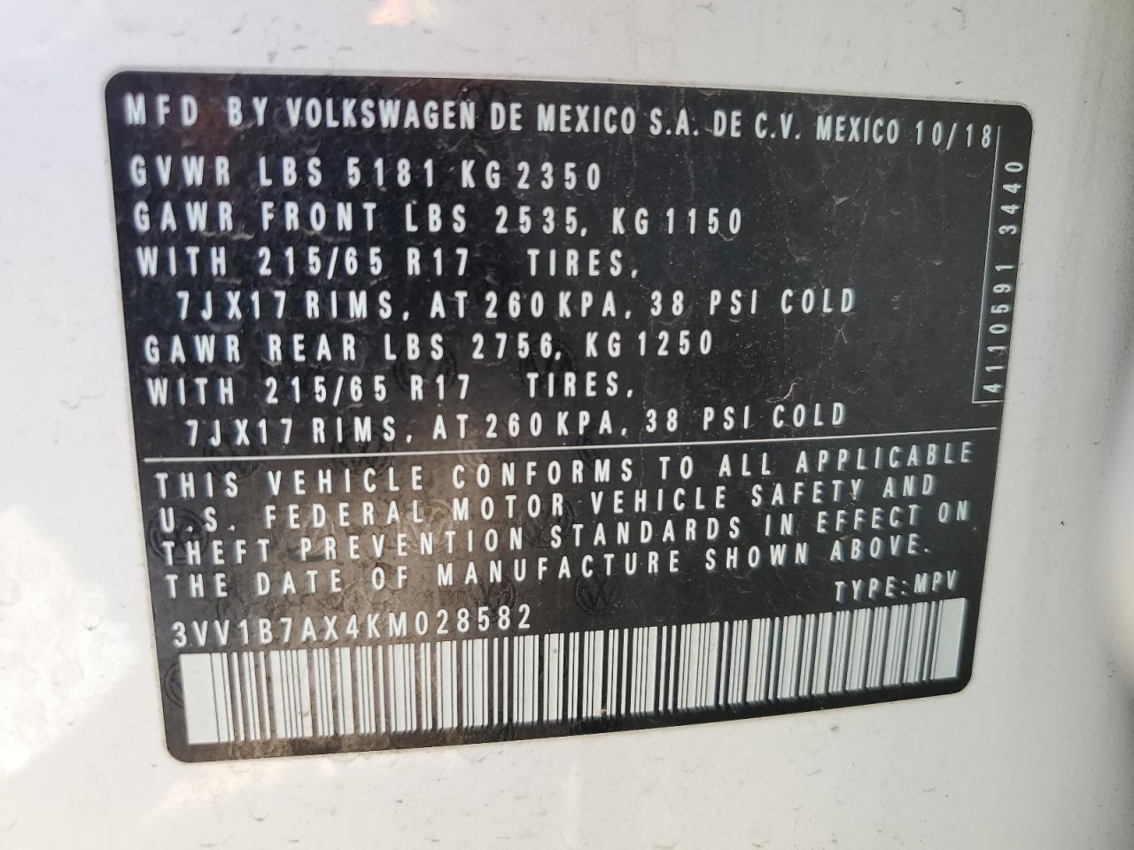 Photo 12 VIN: 3VV1B7AX4KM028582 - VOLKSWAGEN TIGUAN 