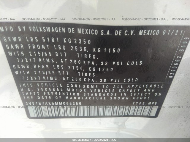 Photo 8 VIN: 3VV1B7AX5MM066356 - VOLKSWAGEN TIGUAN 