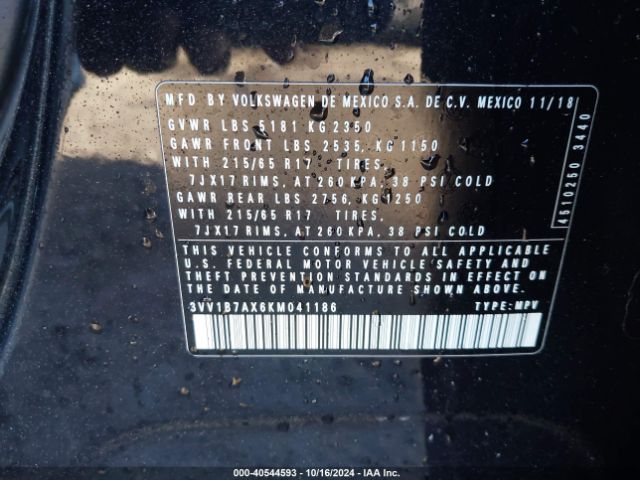 Photo 8 VIN: 3VV1B7AX6KM041186 - VOLKSWAGEN TIGUAN 