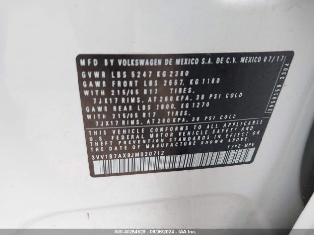 Photo 8 VIN: 3VV1B7AX8JM020712 - VOLKSWAGEN TIGUAN 