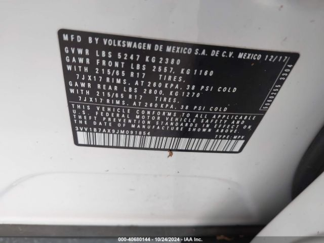 Photo 8 VIN: 3VV1B7AX9JM091854 - VOLKSWAGEN TIGUAN 