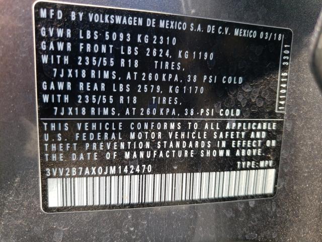 Photo 9 VIN: 3VV2B7AX0JM142470 - VOLKSWAGEN TIGUAN SE 