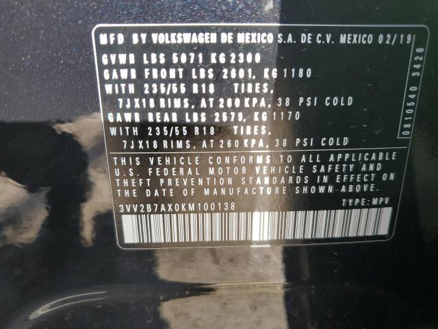 Photo 12 VIN: 3VV2B7AX0KM100138 - VOLKSWAGEN TIGUAN SE 