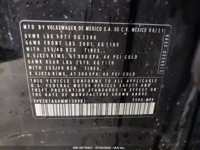 Photo 8 VIN: 3VV2B7AX0MM136981 - VOLKSWAGEN TIGUAN 