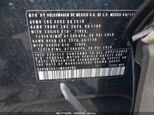 Photo 8 VIN: 3VV2B7AX1JM036786 - VOLKSWAGEN TIGUAN 