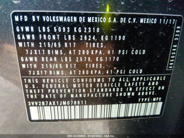 Photo 8 VIN: 3VV2B7AX1JM078911 - VOLKSWAGEN TIGUAN 