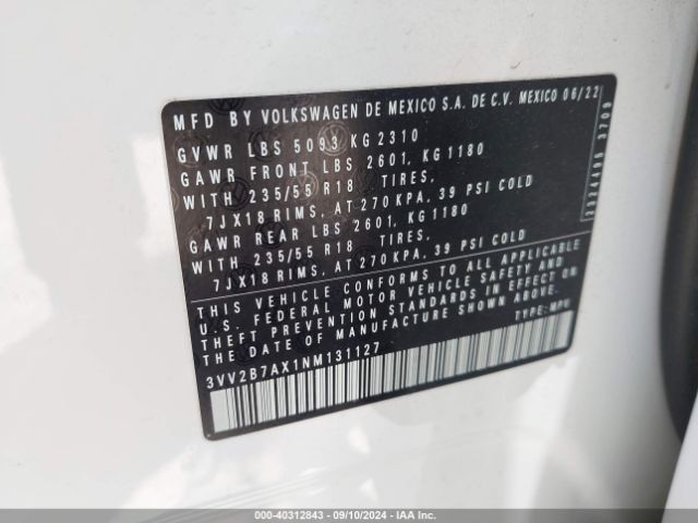 Photo 8 VIN: 3VV2B7AX1NM131127 - VOLKSWAGEN TIGUAN 