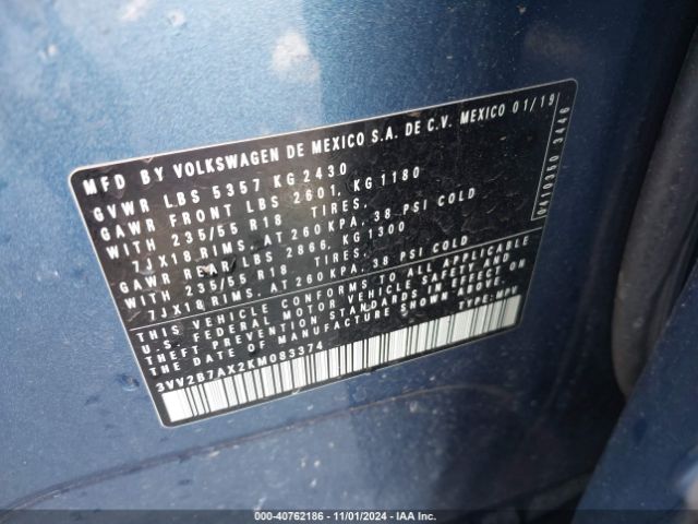 Photo 8 VIN: 3VV2B7AX2KM083374 - VOLKSWAGEN TIGUAN 