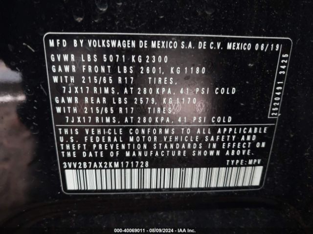 Photo 8 VIN: 3VV2B7AX2KM171728 - VOLKSWAGEN TIGUAN 