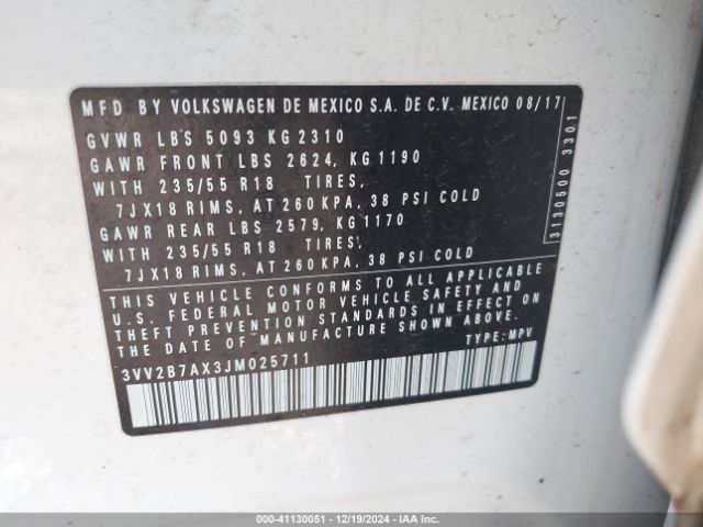 Photo 8 VIN: 3VV2B7AX3JM025711 - VOLKSWAGEN TIGUAN 