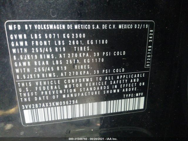 Photo 8 VIN: 3VV2B7AX3KM096294 - VOLKSWAGEN TIGUAN 