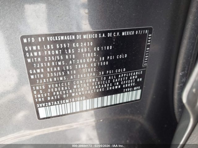 Photo 8 VIN: 3VV2B7AX3KM181040 - VOLKSWAGEN TIGUAN 