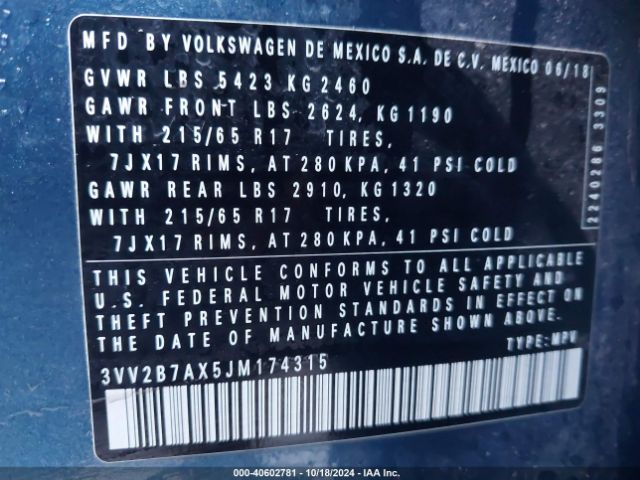 Photo 8 VIN: 3VV2B7AX5JM174315 - VOLKSWAGEN TIGUAN 