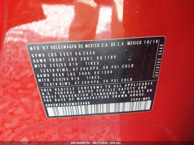 Photo 8 VIN: 3VV2B7AX5KM033486 - VOLKSWAGEN TIGUAN 