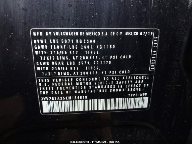 Photo 8 VIN: 3VV2B7AX5KM184618 - VOLKSWAGEN TIGUAN 