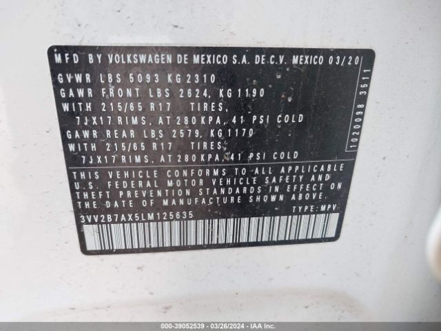 Photo 8 VIN: 3VV2B7AX5LM125635 - VOLKSWAGEN TIGUAN 