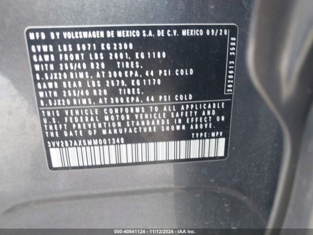 Photo 8 VIN: 3VV2B7AX5MM001348 - VOLKSWAGEN TIGUAN 