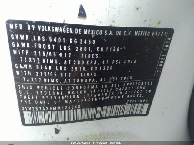 Photo 8 VIN: 3VV2B7AX5MM126348 - VOLKSWAGEN TIGUAN 