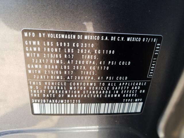 Photo 9 VIN: 3VV2B7AX6JM201215 - VOLKSWAGEN TIGUAN SE 