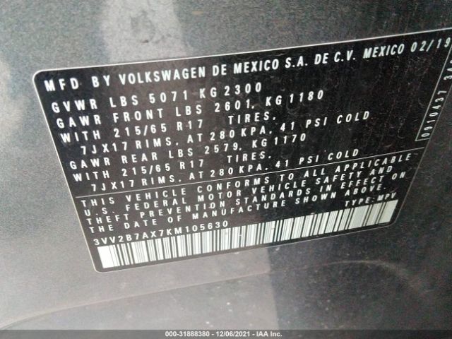 Photo 8 VIN: 3VV2B7AX7KM105630 - VOLKSWAGEN TIGUAN 