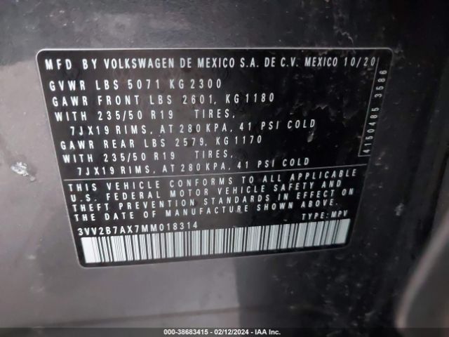 Photo 8 VIN: 3VV2B7AX7MM018314 - VOLKSWAGEN TIGUAN 