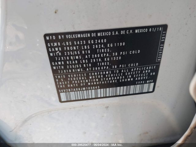 Photo 8 VIN: 3VV2B7AX8JM103643 - VOLKSWAGEN TIGUAN 