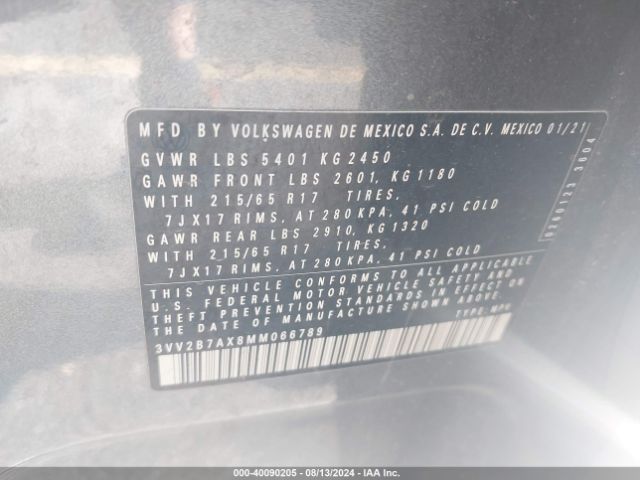 Photo 8 VIN: 3VV2B7AX8MM066789 - VOLKSWAGEN TIGUAN 