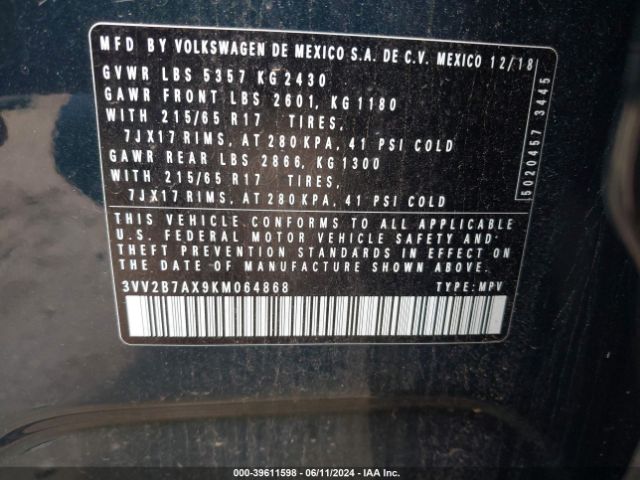 Photo 8 VIN: 3VV2B7AX9KM064868 - VOLKSWAGEN TIGUAN 