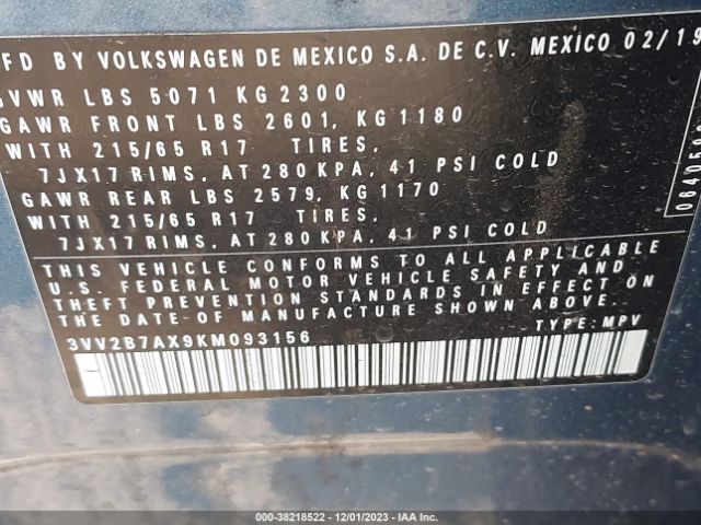 Photo 8 VIN: 3VV2B7AX9KM093156 - VOLKSWAGEN TIGUAN 