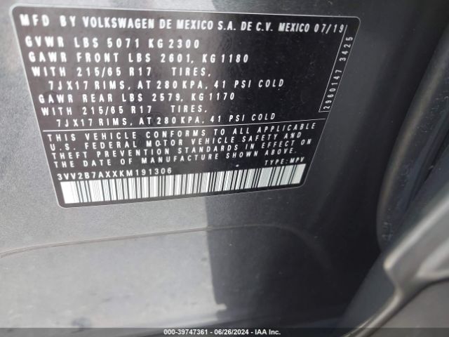 Photo 8 VIN: 3VV2B7AXXKM191306 - VOLKSWAGEN TIGUAN 