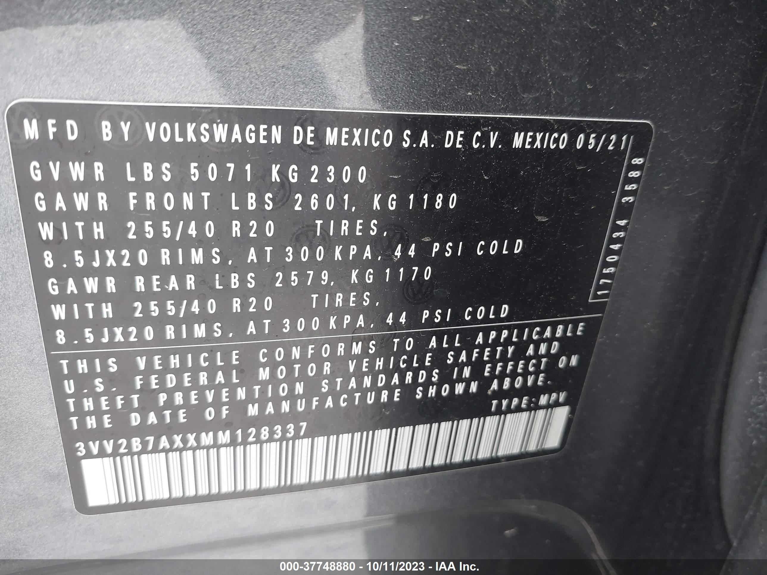 Photo 8 VIN: 3VV2B7AXXMM128337 - VOLKSWAGEN TIGUAN 