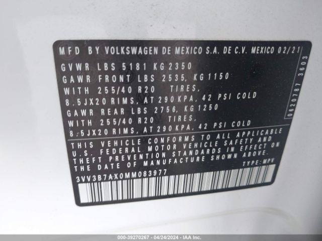 Photo 8 VIN: 3VV3B7AX0MM083977 - VOLKSWAGEN TIGUAN 