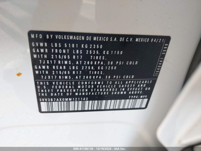 Photo 8 VIN: 3VV3B7AX0MM121143 - VOLKSWAGEN TIGUAN 