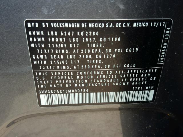 Photo 9 VIN: 3VV3B7AX1JM090884 - VOLKSWAGEN TIGUAN SE 