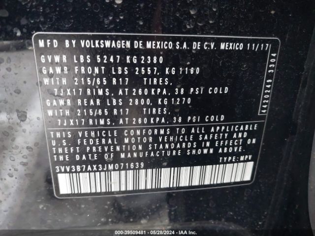 Photo 8 VIN: 3VV3B7AX3JM071639 - VOLKSWAGEN TIGUAN 