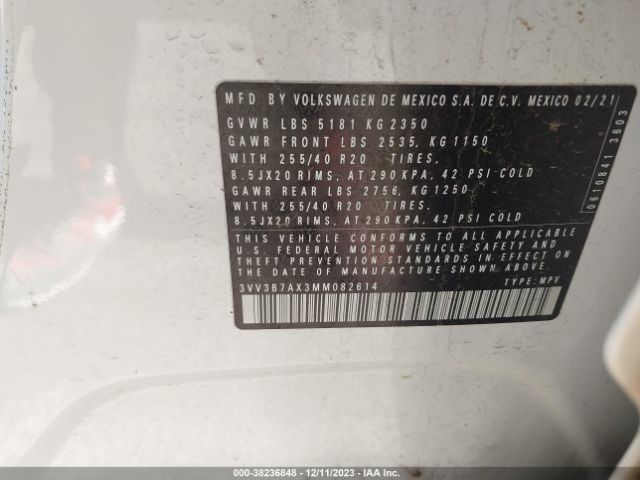 Photo 8 VIN: 3VV3B7AX3MM082614 - VOLKSWAGEN TIGUAN 