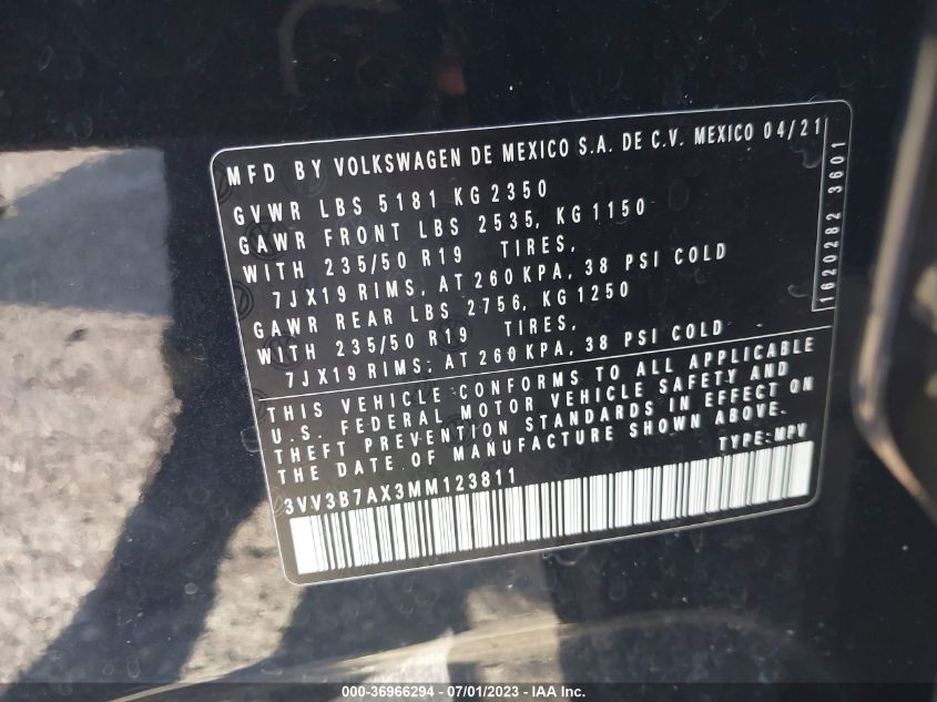 Photo 8 VIN: 3VV3B7AX3MM123811 - VOLKSWAGEN TIGUAN 