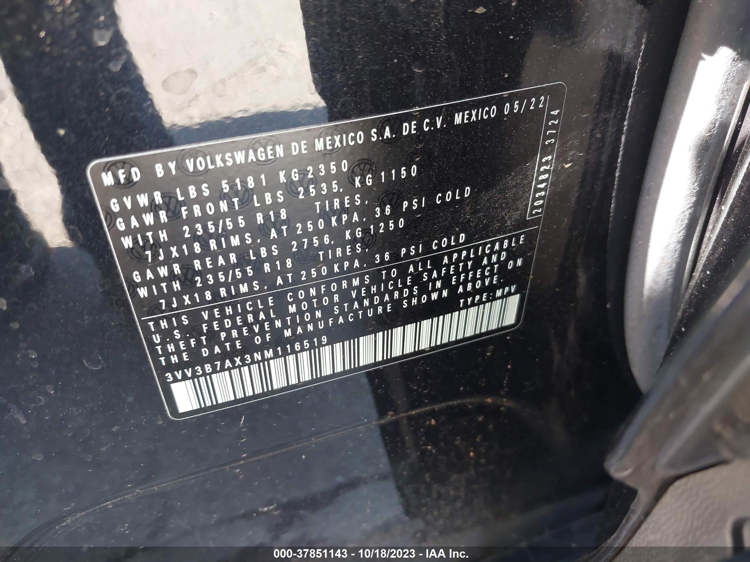 Photo 8 VIN: 3VV3B7AX3NM116519 - VOLKSWAGEN TIGUAN 