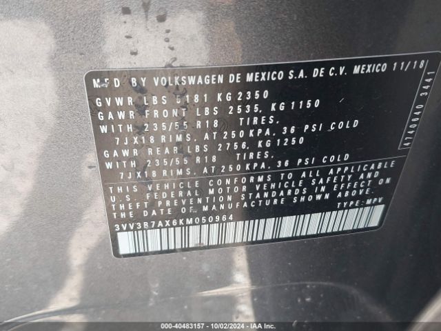 Photo 8 VIN: 3VV3B7AX6KM050964 - VOLKSWAGEN TIGUAN 