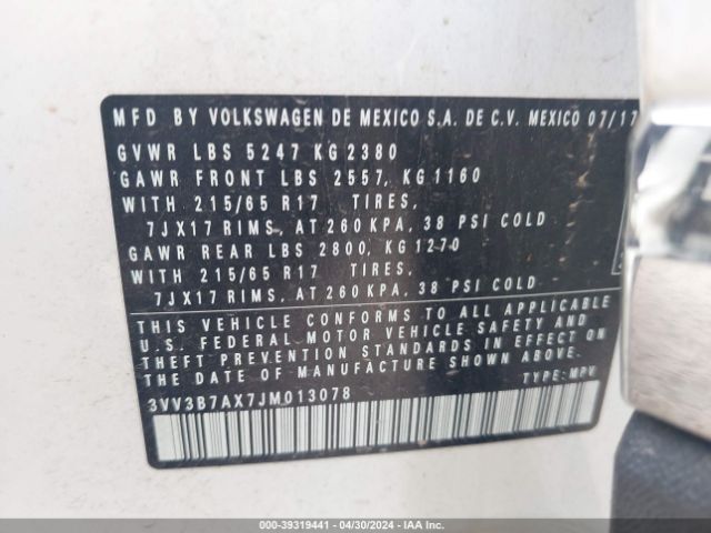 Photo 8 VIN: 3VV3B7AX7JM013078 - VOLKSWAGEN TIGUAN 