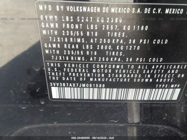 Photo 8 VIN: 3VV3B7AX7JM081588 - VOLKSWAGEN TIGUAN 