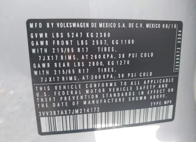 Photo 8 VIN: 3VV3B7AX7JM214172 - VOLKSWAGEN TIGUAN 