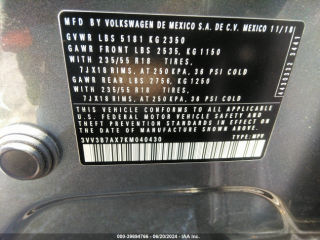 Photo 8 VIN: 3VV3B7AX7KM040430 - VOLKSWAGEN TIGUAN 