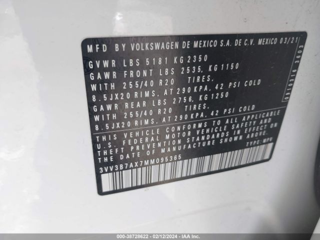 Photo 8 VIN: 3VV3B7AX7MM095365 - VOLKSWAGEN TIGUAN 