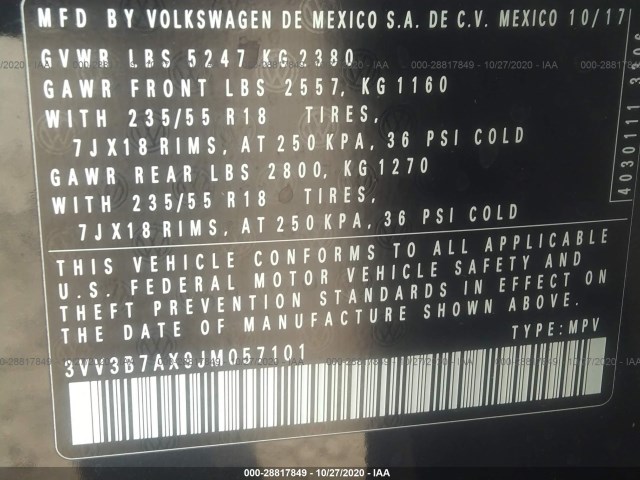 Photo 8 VIN: 3VV3B7AX9JM057101 - VOLKSWAGEN TIGUAN 